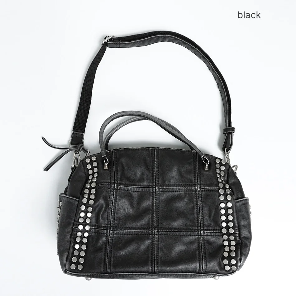Pink Satchel Bag For Ladies Rivet Design Multi Pocket Large Tote Purse With Removable Crossbody Strap Y2K Streetwear Handbag