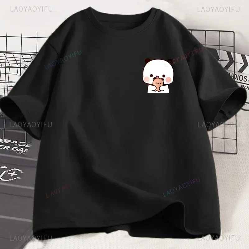 Camiseta de oso Panda Bubu Dudu y sus bebés, camiseta divertida de moda para parejas, sudadera de manga corta de algodón con dibujos animados a la moda para mujer