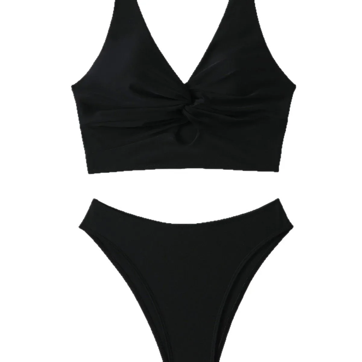 Sexy taille haute Bikinis ensembles deux pièces maillot de bain maillot de bain noir femme brésilienne string Biquini découpé vêtements de plage maillot de bain