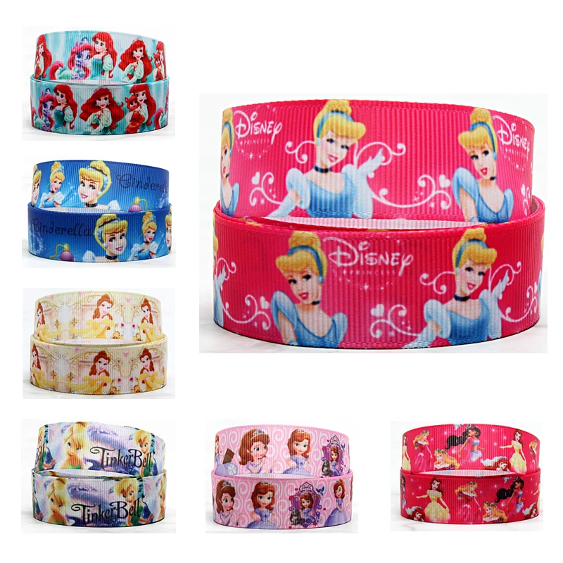 Disney Princess Cinderella Belle Printed 25MM 38MM Cartoon Grosgrain Ribbon