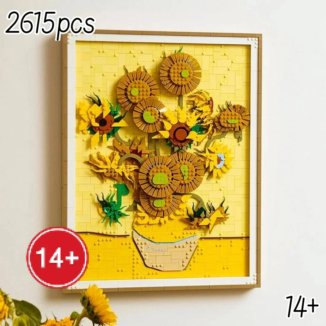 

new Moc 31215 Van Gogh Sunflower 3D art mural is a Diy creative building block decorative brick toy with collection value