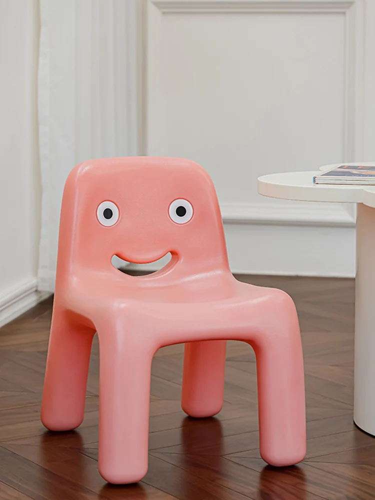 Cute Smiling Face Stools Plastic Home Living Room Baby Backrest Study Chair Kindergarten Outdoor Desk Small Stool Customized