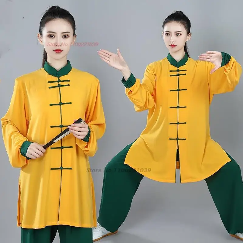 

2024 chinese martial art uniform kungfu suit morning exercise tai chi clothing traditional taiji outdoor walking morning sports