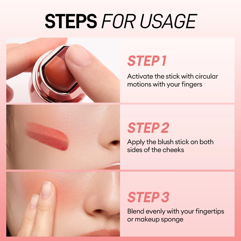 O.TWO.O Blush Stick Lippenstift 3-in-1 Ogen Wang Lip Tint Glad Lichtgewicht Lange-slijtcrème Multi-use Stick Blush Lipstick Make-up