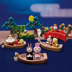 Mid-Autumn Festival-style Cat Ornaments ZAKKA Moon Cake Decoration Resin Desktop Ornaments INS Doll Crafts Collections