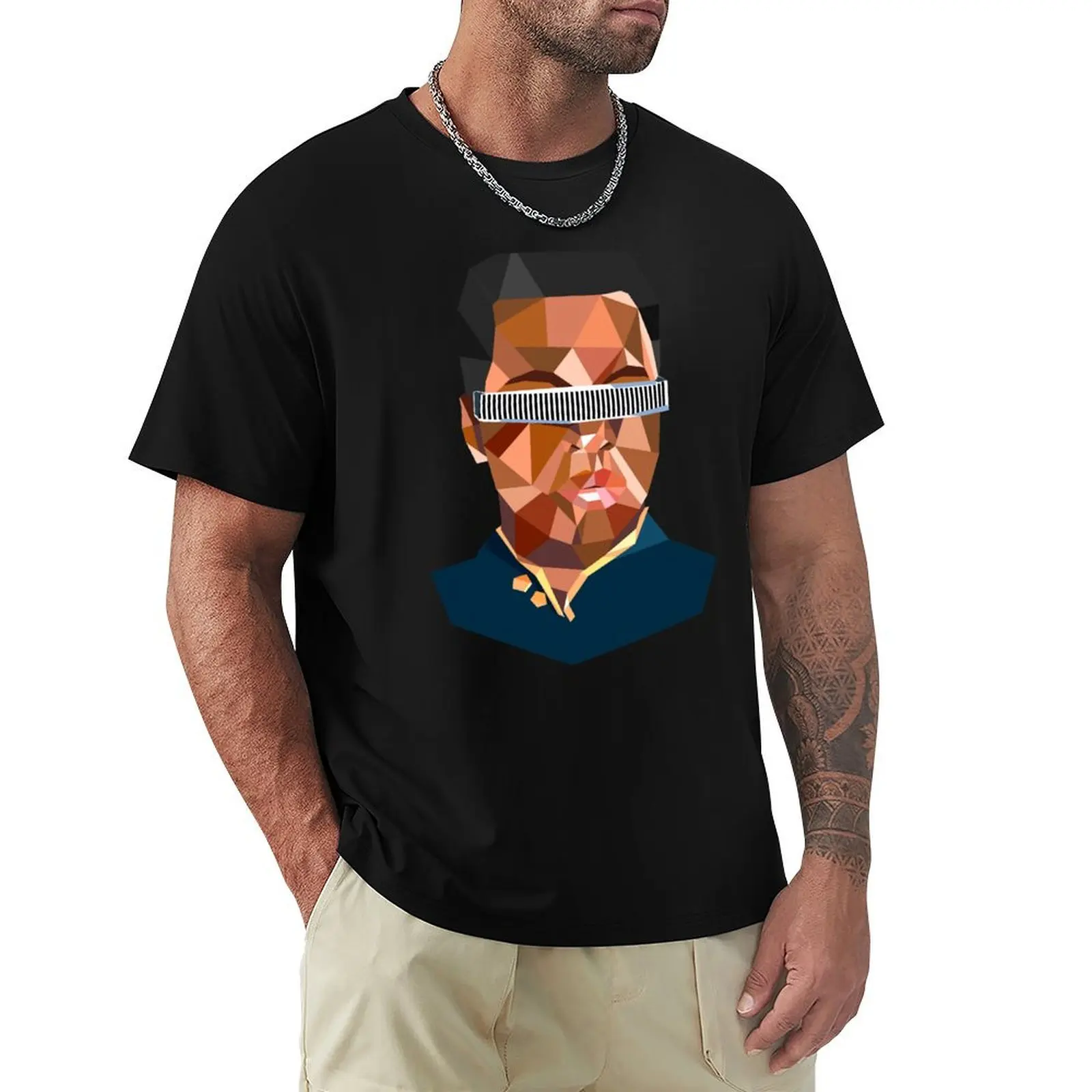 

Star Trek Next Generation Geordi La Forge Portrait T-Shirt Casual Lightweight Short Sleeve Top