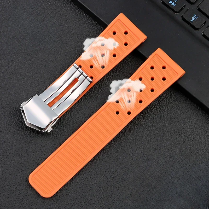 For TAG Heuer F1 Calila Outdoor Safety Waterproof Mountaineering Diving Series Folding Buckle Silicone 22mm Watch Strap