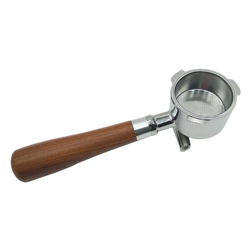 Italian 51mm Coffee Machine Solid Wood Stainless Steel Ox Horn Handle Funnel Filter Screen Powder Cup  for Dongling Baicui, Etc