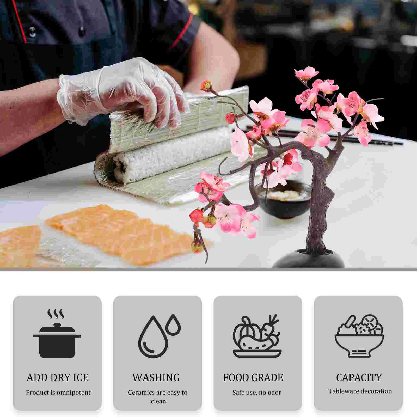 Sashimi Dish Decoration Artificial Plants Indoor Plate Favor Sushi Vegetable Cold Decorative Flower Plastic Ornament