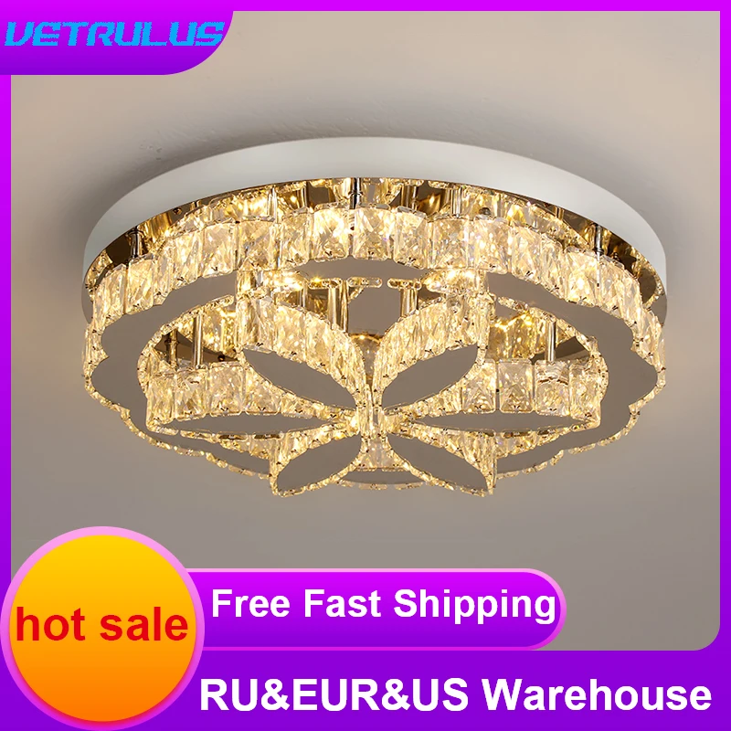 

Modern Crystal Ceiling Lamp RC Dimming Led Chandelier Luxury Living Dining Room Home Decor Light Fixture Nordic Indoor Fixture