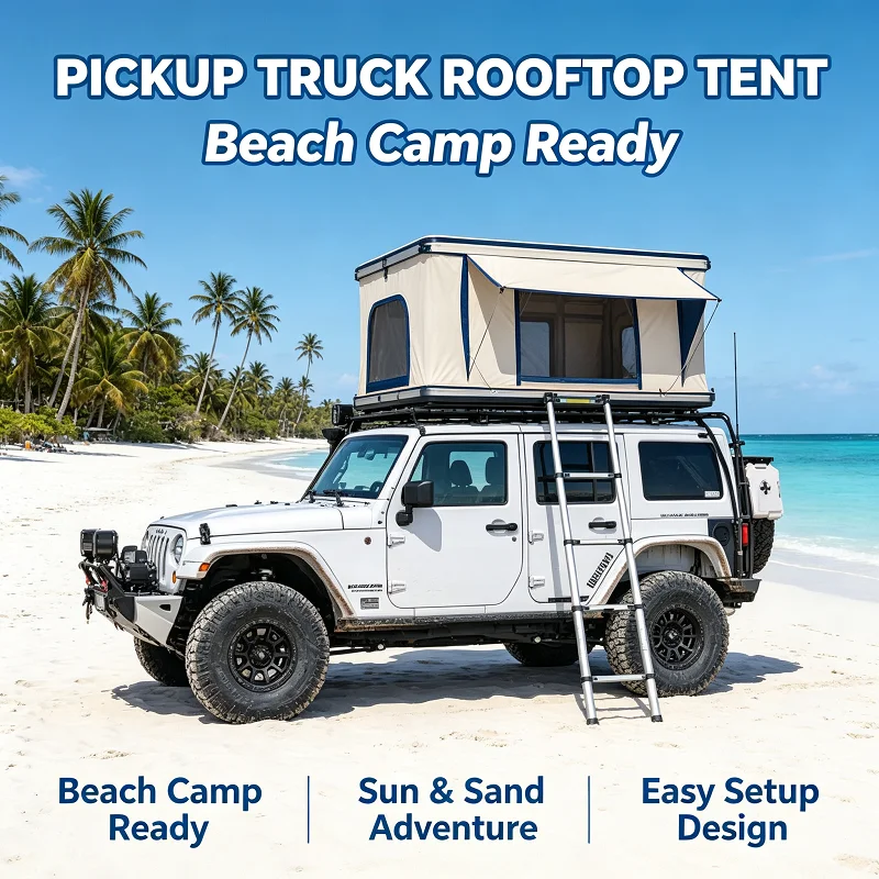 Rooftop Tent Pop Up Hard Shell for Off Road Truck, Snowproof Side Awning, Overland Vehicle Camper Shell 4x4