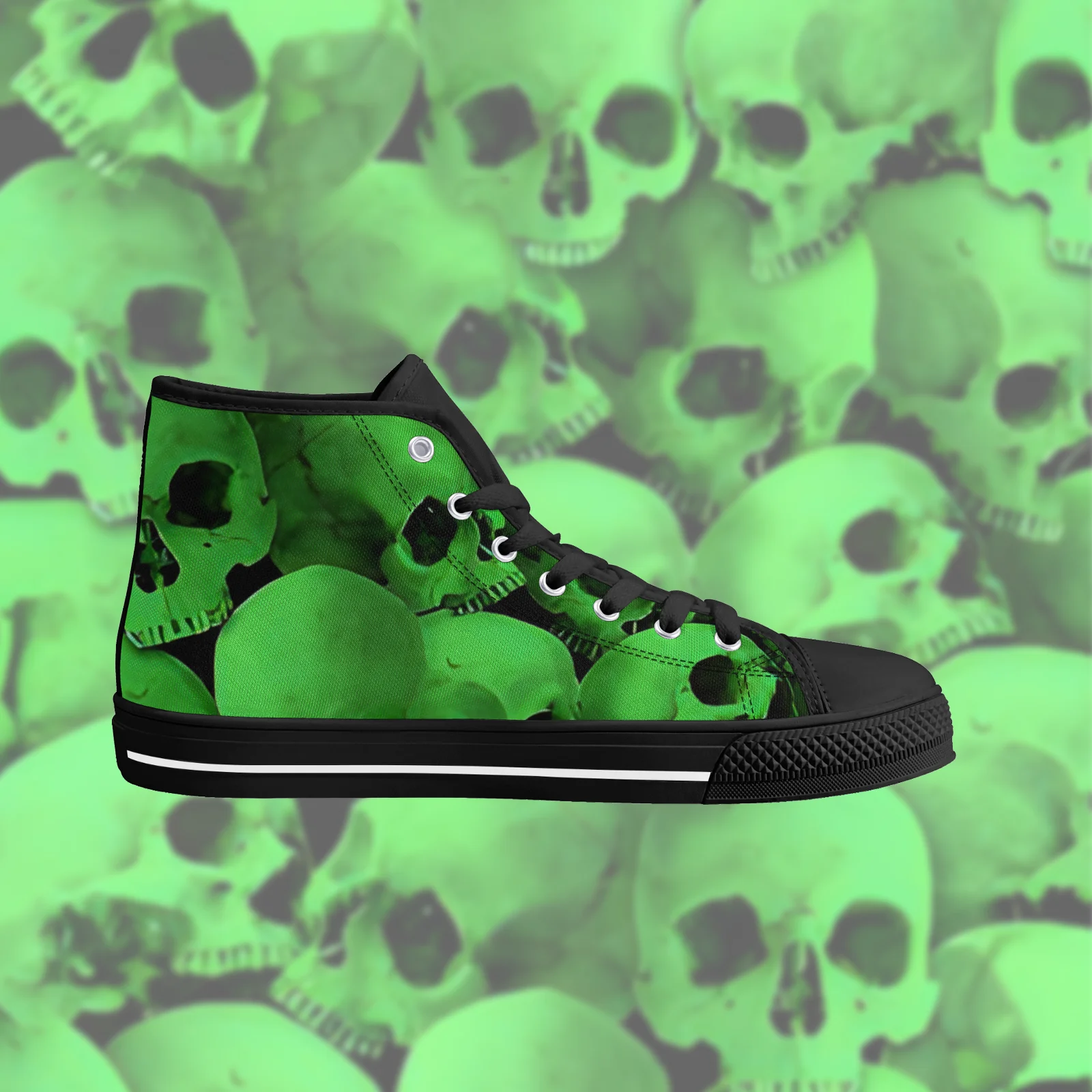 

Men's Canvas Shoes Skeleton Gothic Skull Prints Classic High Top Vulcanized Shoes Teens Boys Flats Walking Shoes