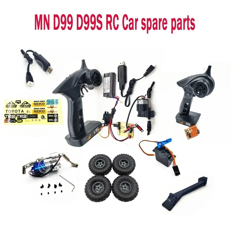 MN D99 D99S RC Car Parts Receiver Remote Controller Motor Gearbox Servo Arm Light Line Headlight Tires Switch Line Stickers Etc.