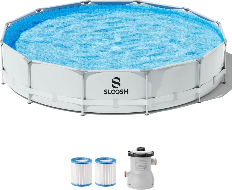 

SLOOSH Round Above Ground Pool-12ft x 30inch Outdoor Round Frame Above Ground Swimming Pool Set for Kids Adults with Filter Pump