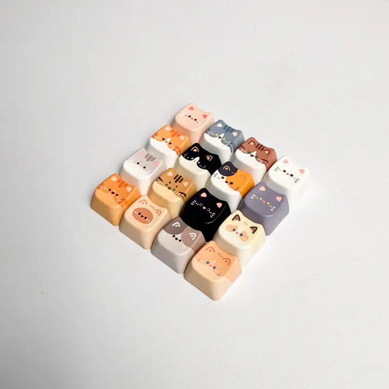 Cute Cat Keycaps 4/16keys Mao Profile Pbt Meow Head Anime Keycap Custom Personalized Mechanical Keyboard Keycaps Creative Gifts