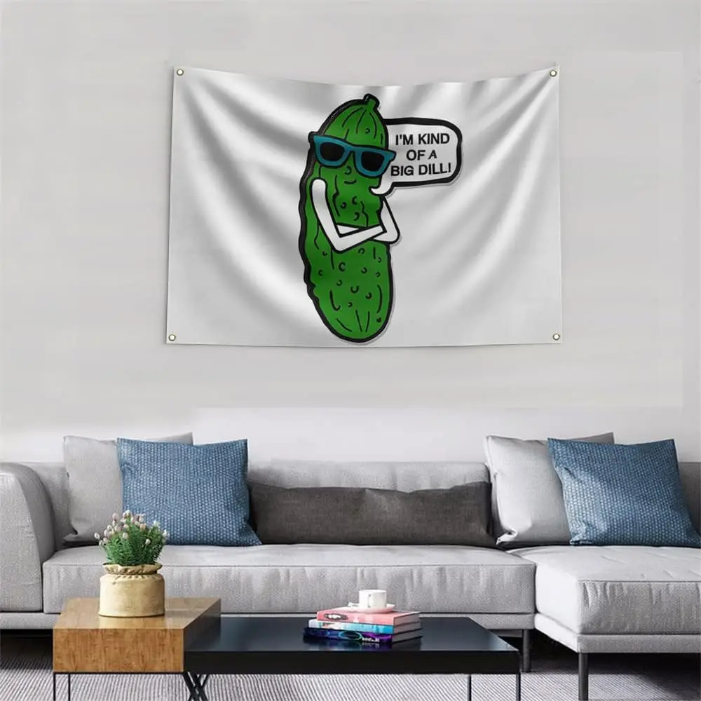 I am a big dill pickle flag polyester fiber, used for indoor and outdoor decoration 4 anti-rust brass grommets,