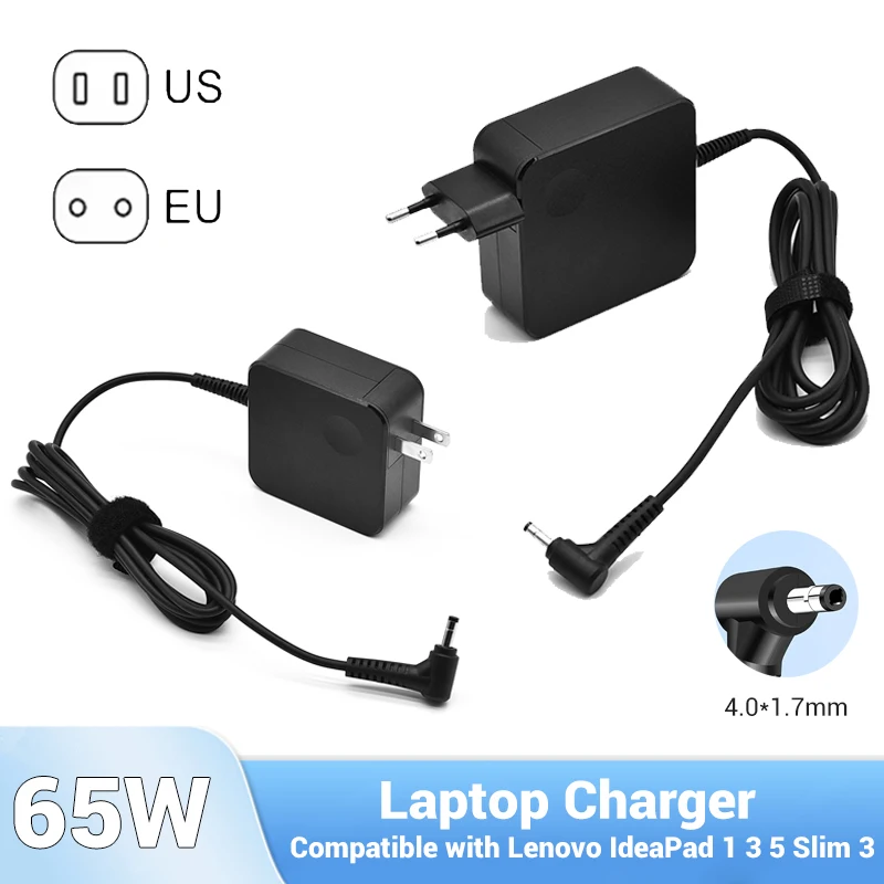 65W 20V 3.25A Laptop Charger  4.0*1.7mm DC Power Adapter Replacement for Lenovo Ideapad 100 110 130s 310 320 330 330s S530