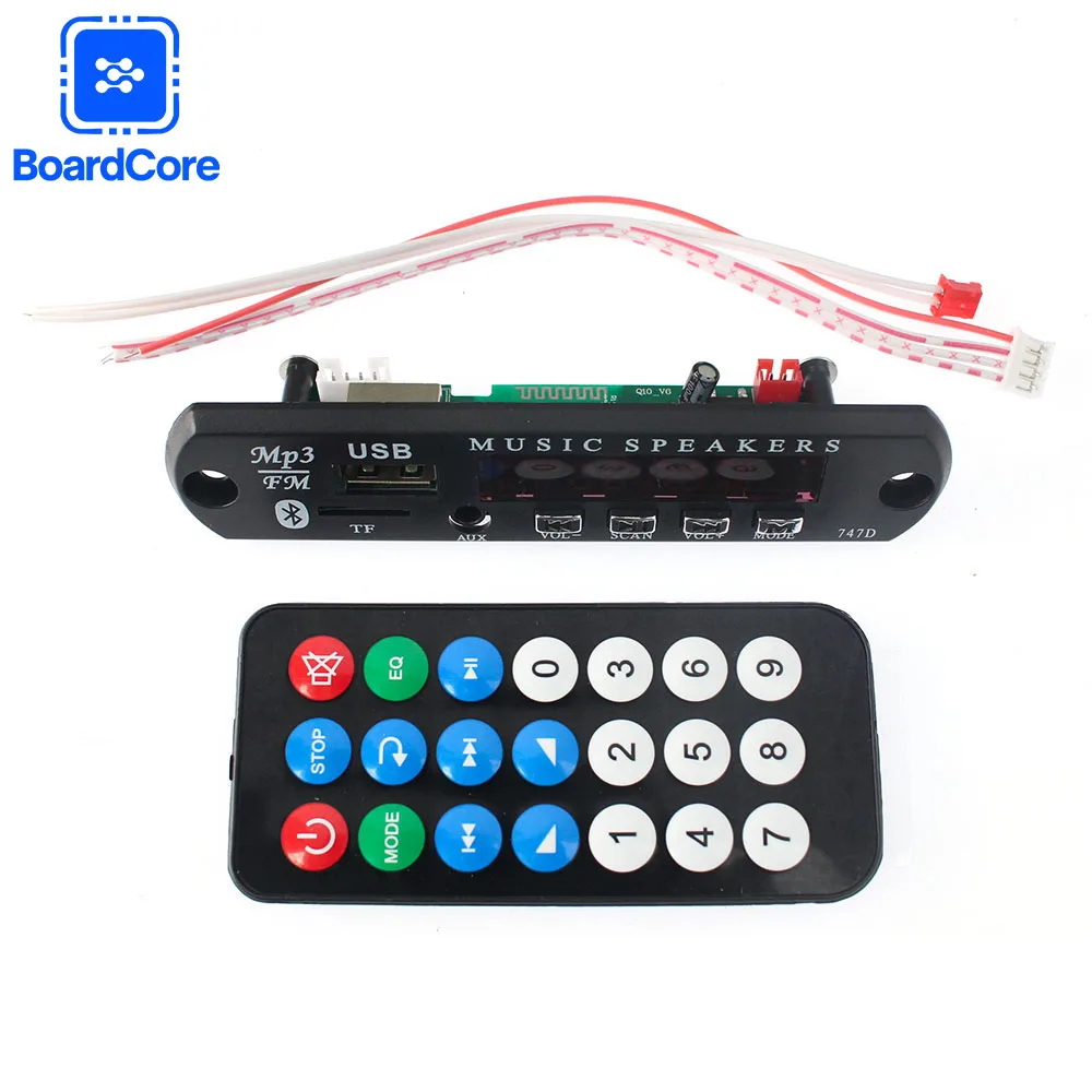 DC 12V Bluetooth 5.0 Car Kit  Mp3 Decoder Board USB TF FM Radio Module Color Screen MP3 Player with Remote Control