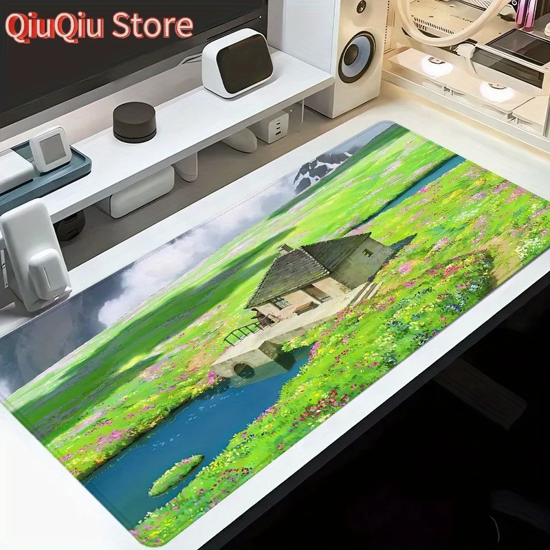 

Serene Lakeside Floral Cottage Extra Large 88.9x40.64 cm Gaming Desk Pad & Mouse Pad - Non-Slip Rubber Base, Stitched Edges, Ult