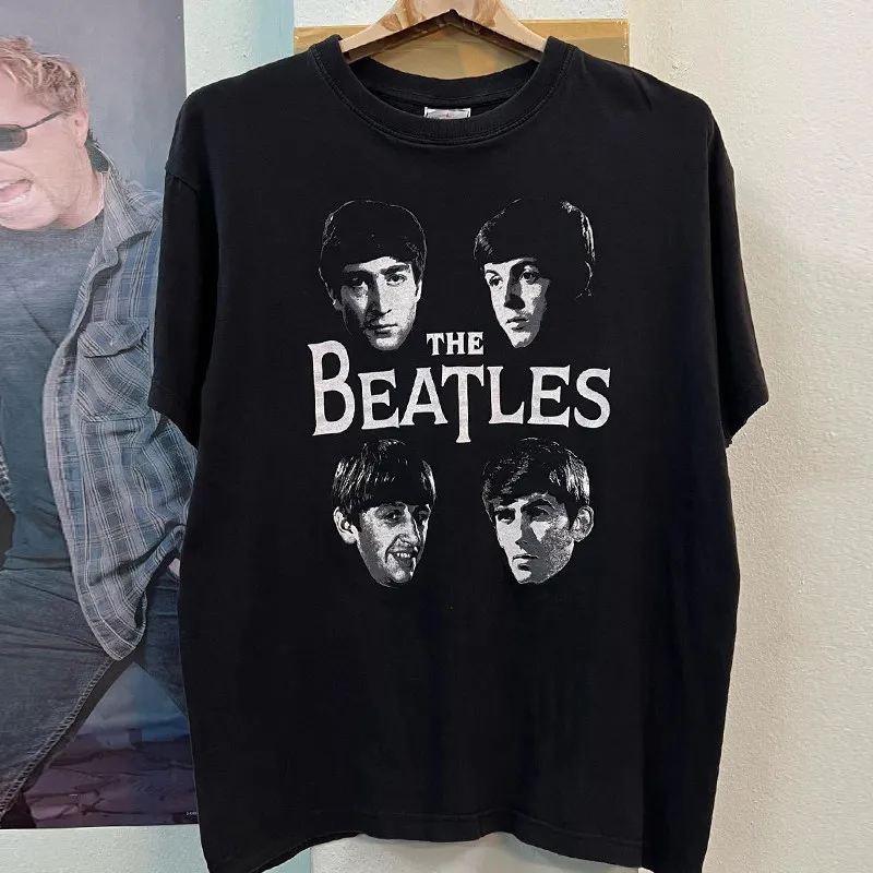 The Beatles Rock Band Short Sleeved T-shirt Vibe Portrait Atmosphere American High Street Half Sleeved Trend