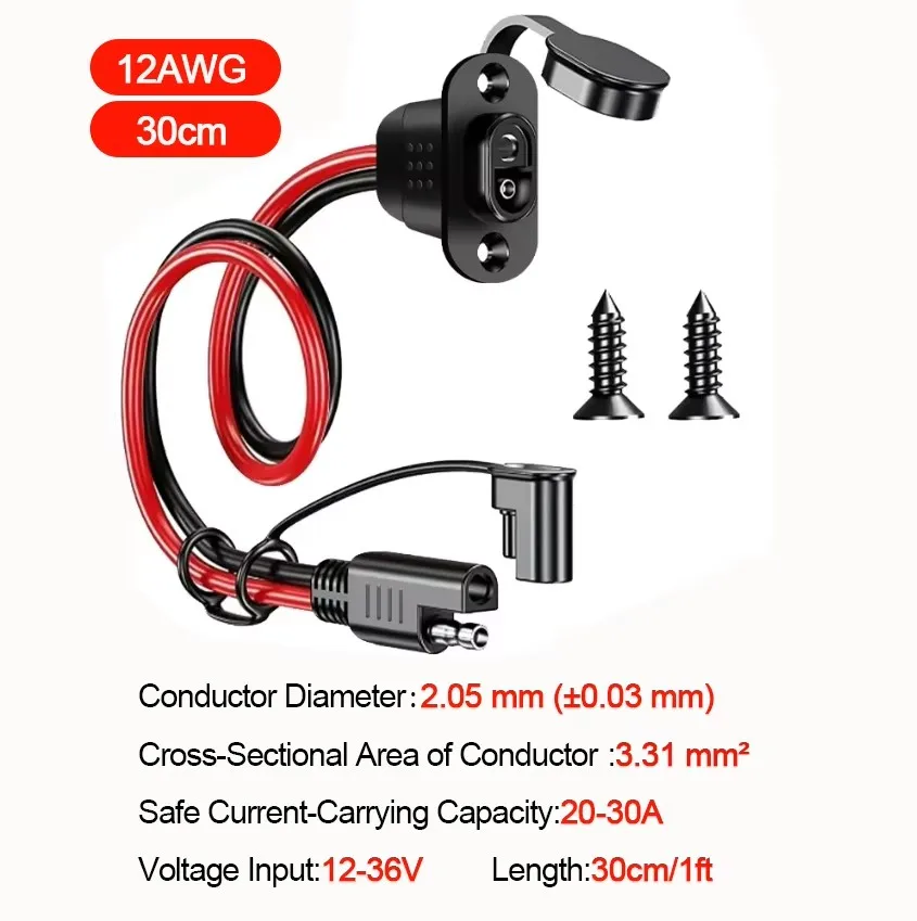 1/2Sets SAE Schnell Stecker Kabelbaum SAE Adapter Stecker auf Buchse Kabel 12AWG SAE Verlängerung Kabel Wasserdicht für Ladegerät