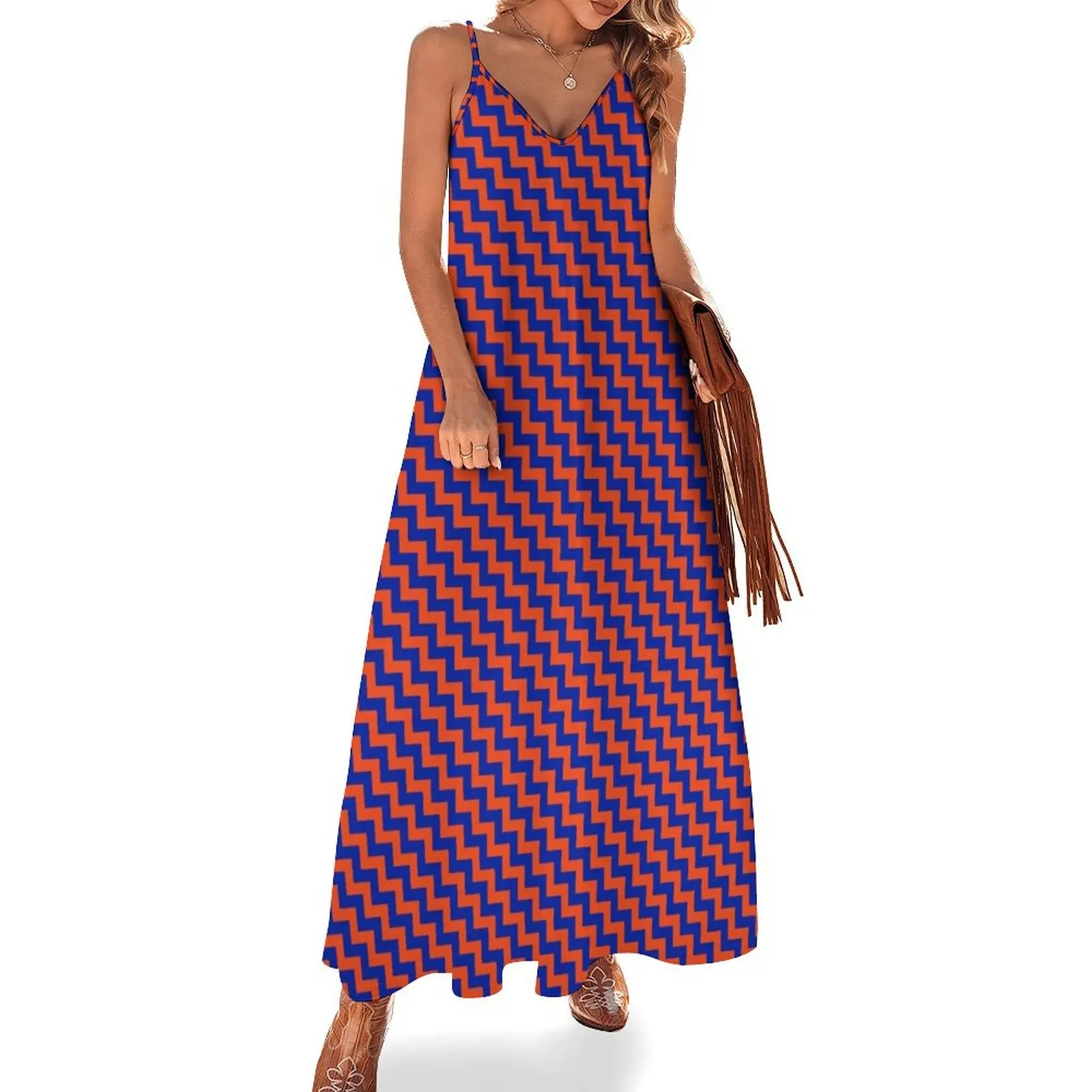 

Florida Saturday Chevron Dress Sleeveless Long Dress Woman's evening dress clothes for women