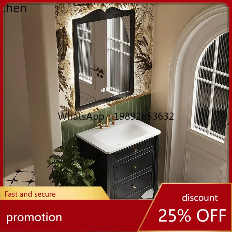 

YFY retro small apartment floor-to-ceiling bathroom cabinet combined bathroom washbasin cabinet integrated basin