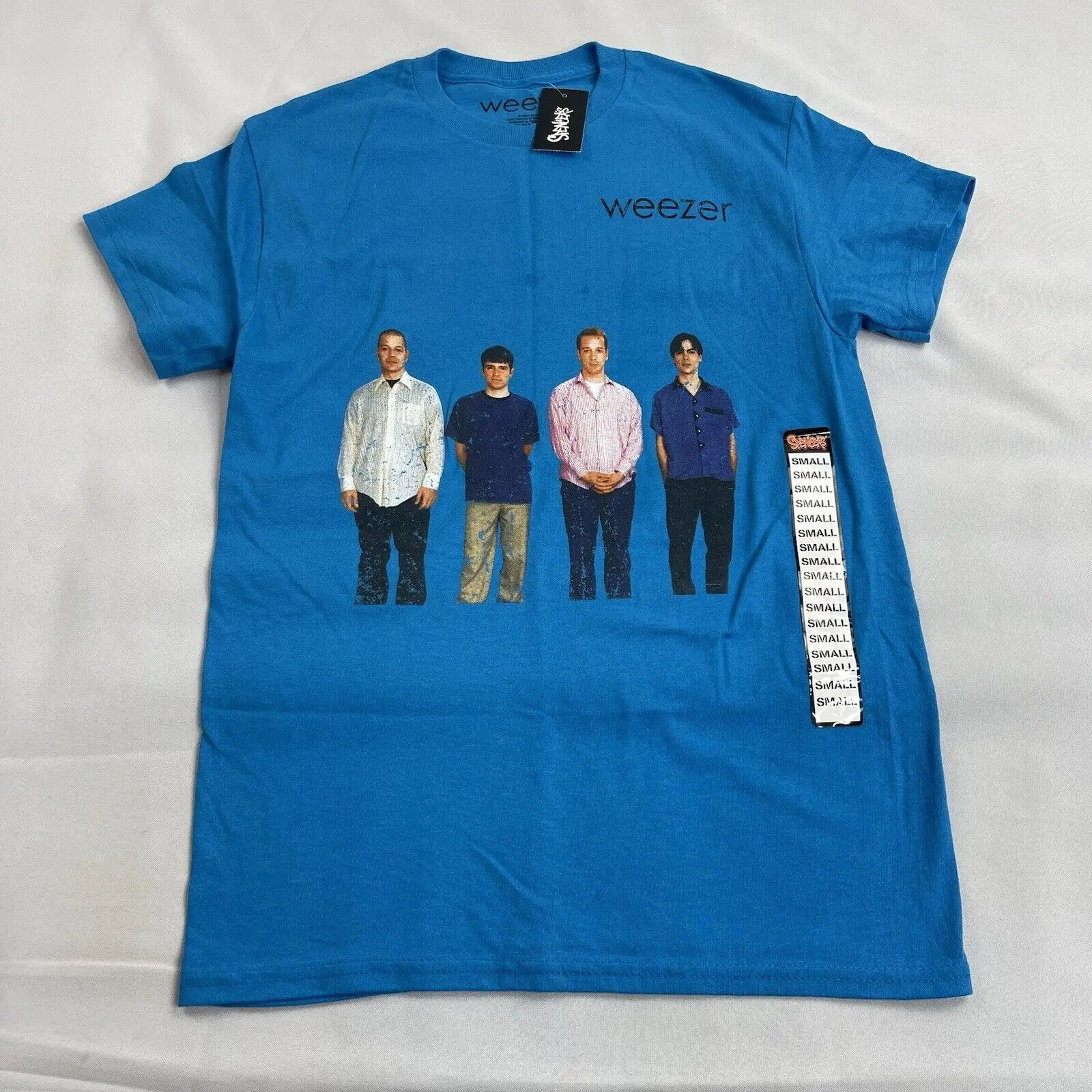 T-shirt retrô gráfica para adultos, Weezer Rock Band, tamanho pequeno