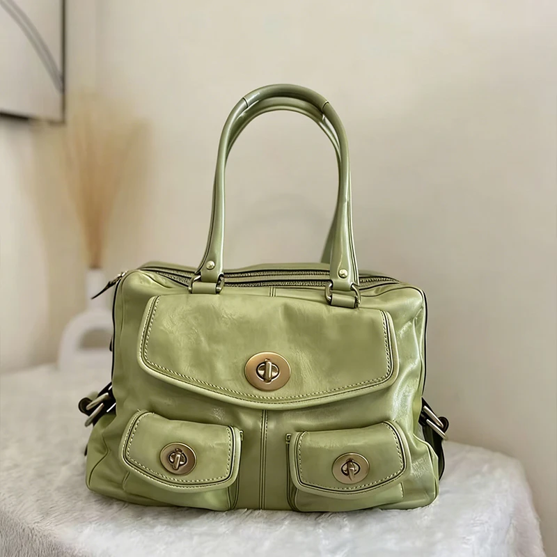 

Vintage Lock Handbag Multi Pocket Large Capacity Shoulder Bag Multi-compartment Crossbody Bag Fashion Versatile Women's Tote Bag