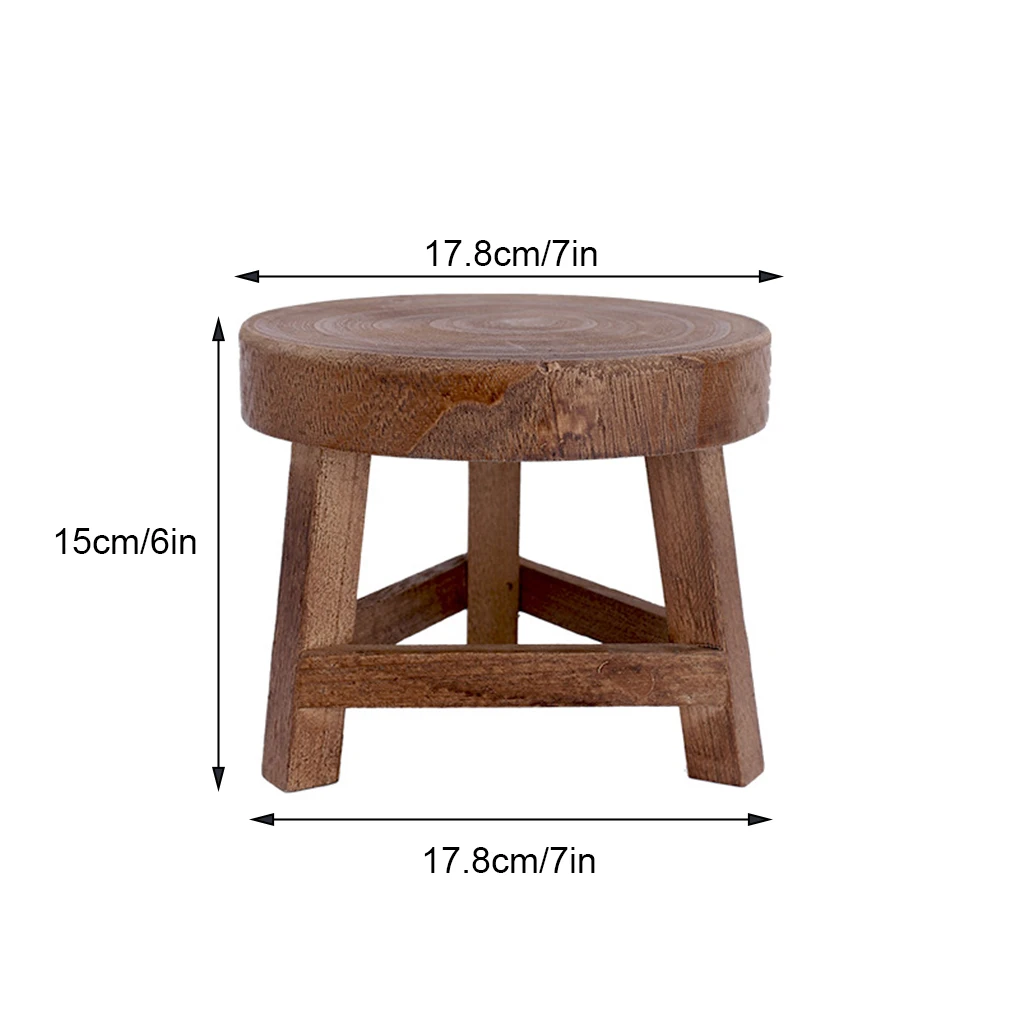 Taburetes bajos de madera, banco pequeño de forma redonda, soporte para plantas, silla, mesa de té, taburete de suelo, soporte para maceta de