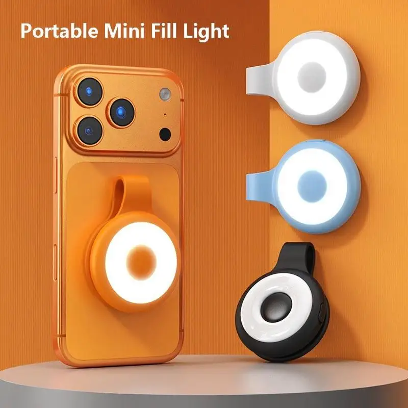 Anillo de Luz para Selfies con Clip y Magnético, Mini Luz LED Recargable con 5 Modos de Iluminación para Selfies, Vlogs, Transmisiones en Vivo, Comida