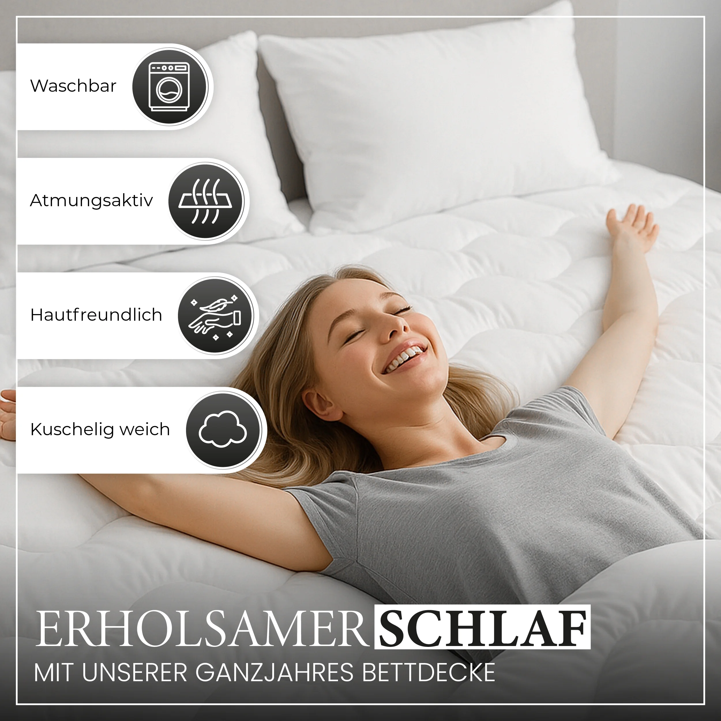 WQSPRING Lightweight All Season Microfiber Comforter Full Queen Size Polyester Soft Antimicrobial Bedding Warm Blanket Quilt