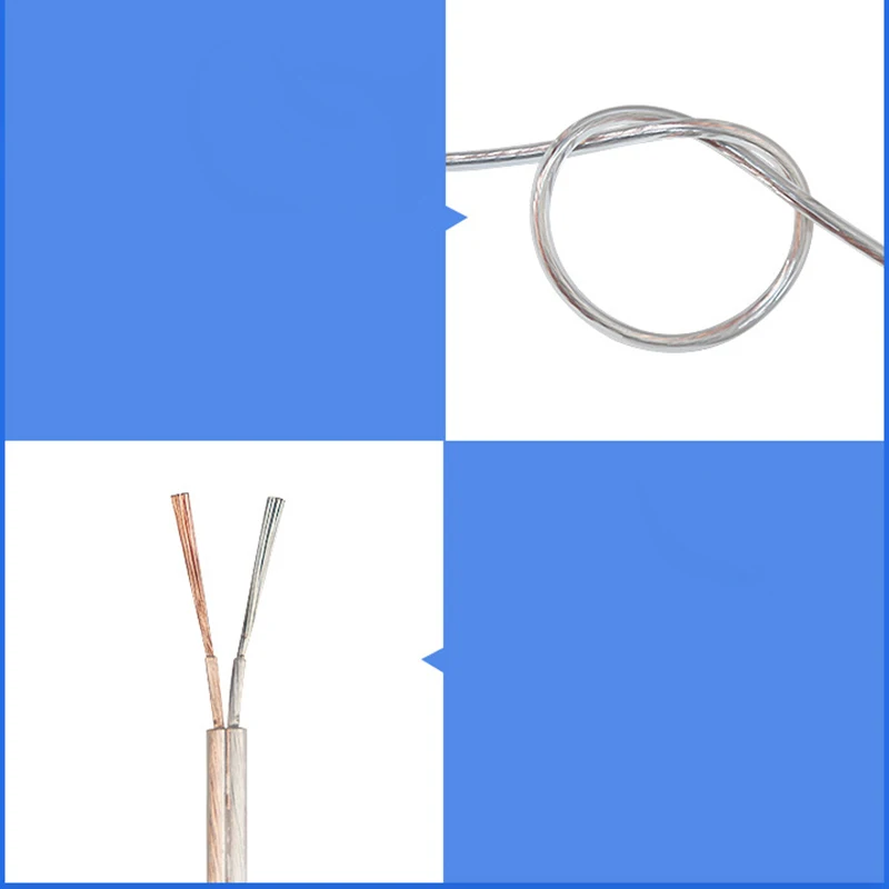 1M-50M Transparent  Round 2 Core Electrical Cable Clear Tinned Copper Wire Home Bedroom Bar Lighting Lamp Fitting v27