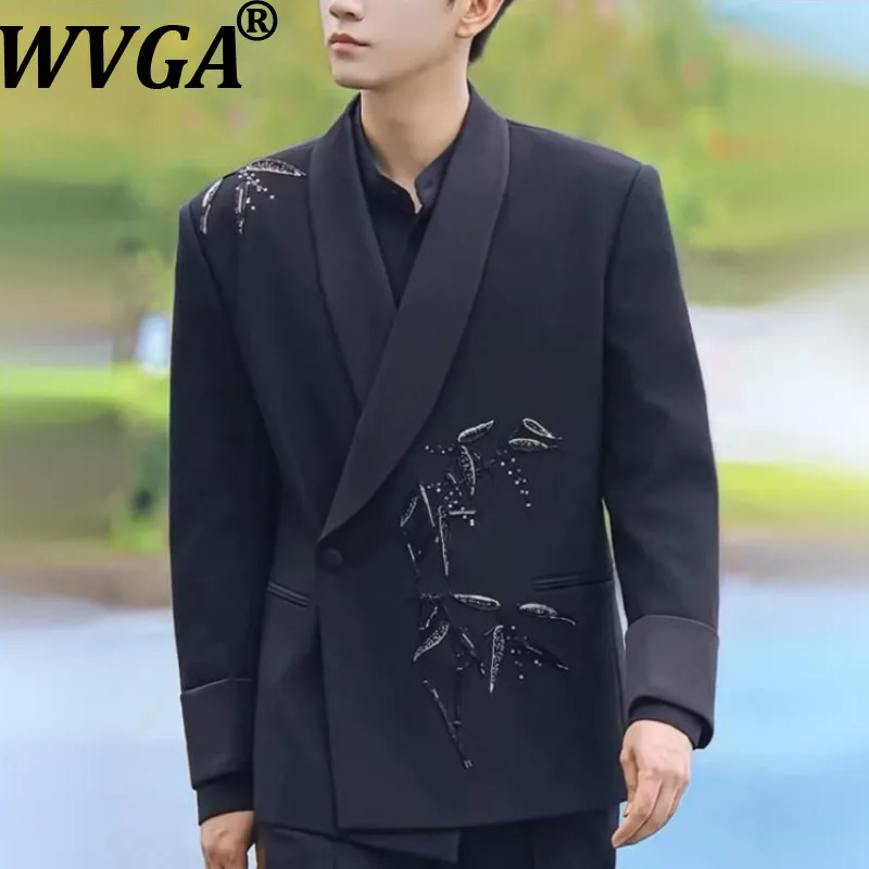 

WVGA Spring Autumn New Man Tide Heavy Embroidery Three-dimensional Floral Trendy Jacket Niche Chic Casual High-end Blazer W21223