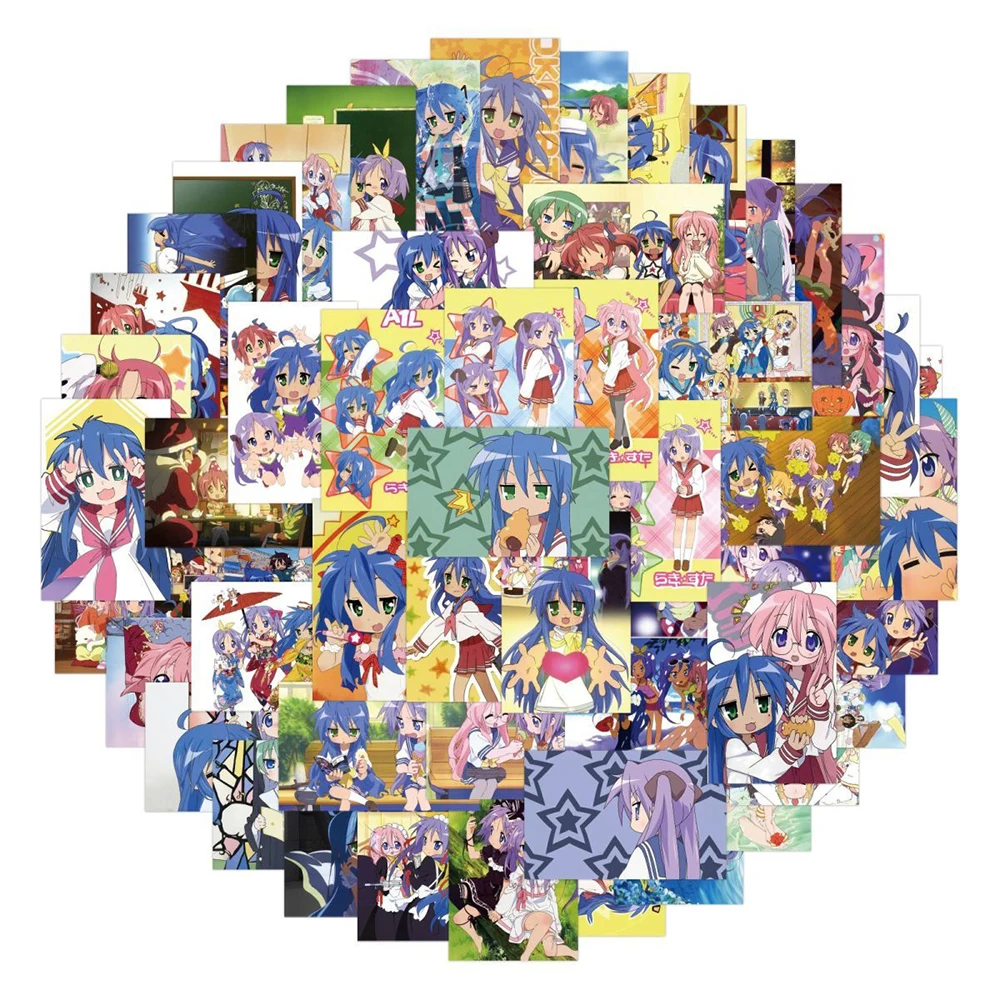 10/30/54pcs Lucky Star Anime Stickers Girls Izumi Konata Takara Miyuki Sticker Scrapbooking Kawaii Hiiragi Kagami Cartoon Decal