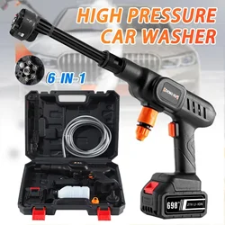 60bar Portable High Pressure Car Washer 6-In-1 Multifunctional Nozzle 30000mah Battery Wireless Car Wash Machine With Tool Box