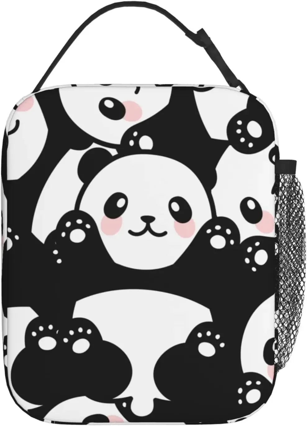 Cute Panda Print Lunch Box Reusable Insulated Lunch Bag Thermal Cooler Tote for Boys Girls School Men Women Picnic Travel Hiking