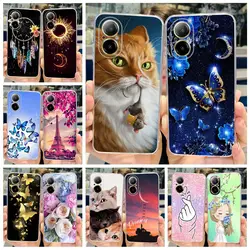 For Realme C67 4G Case RMX3890 Cute Cat Butterfly Painted Cover Soft Silicone Phone Case For Realme C67 C 67 RealmeC67 4G Bumper