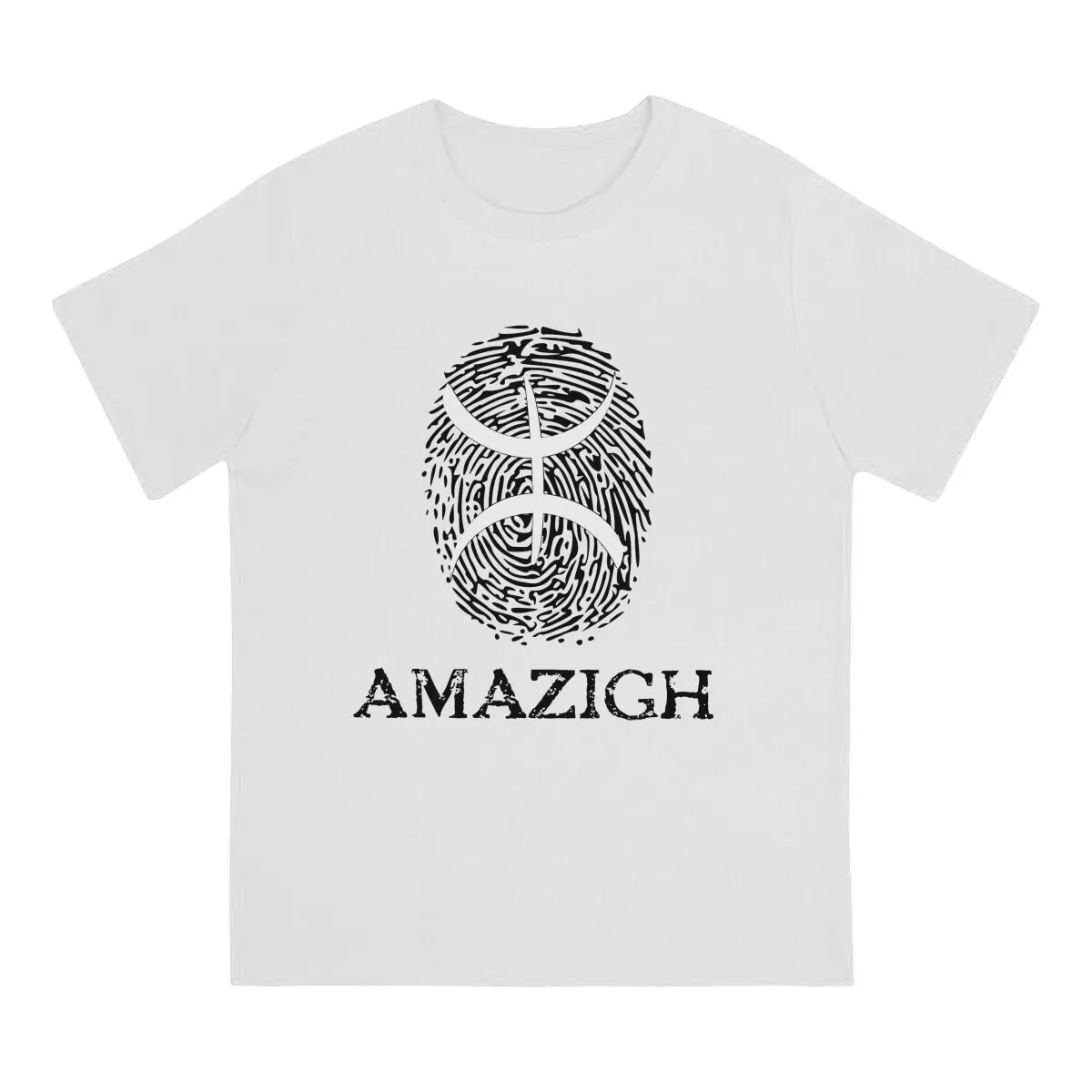 Hipster Fingerprint T-Shirts for Men Crew Neck Pure Cotton T Shirts Flag of Amazigh Short Sleeve Tee Shirt Gift Idea Clothes