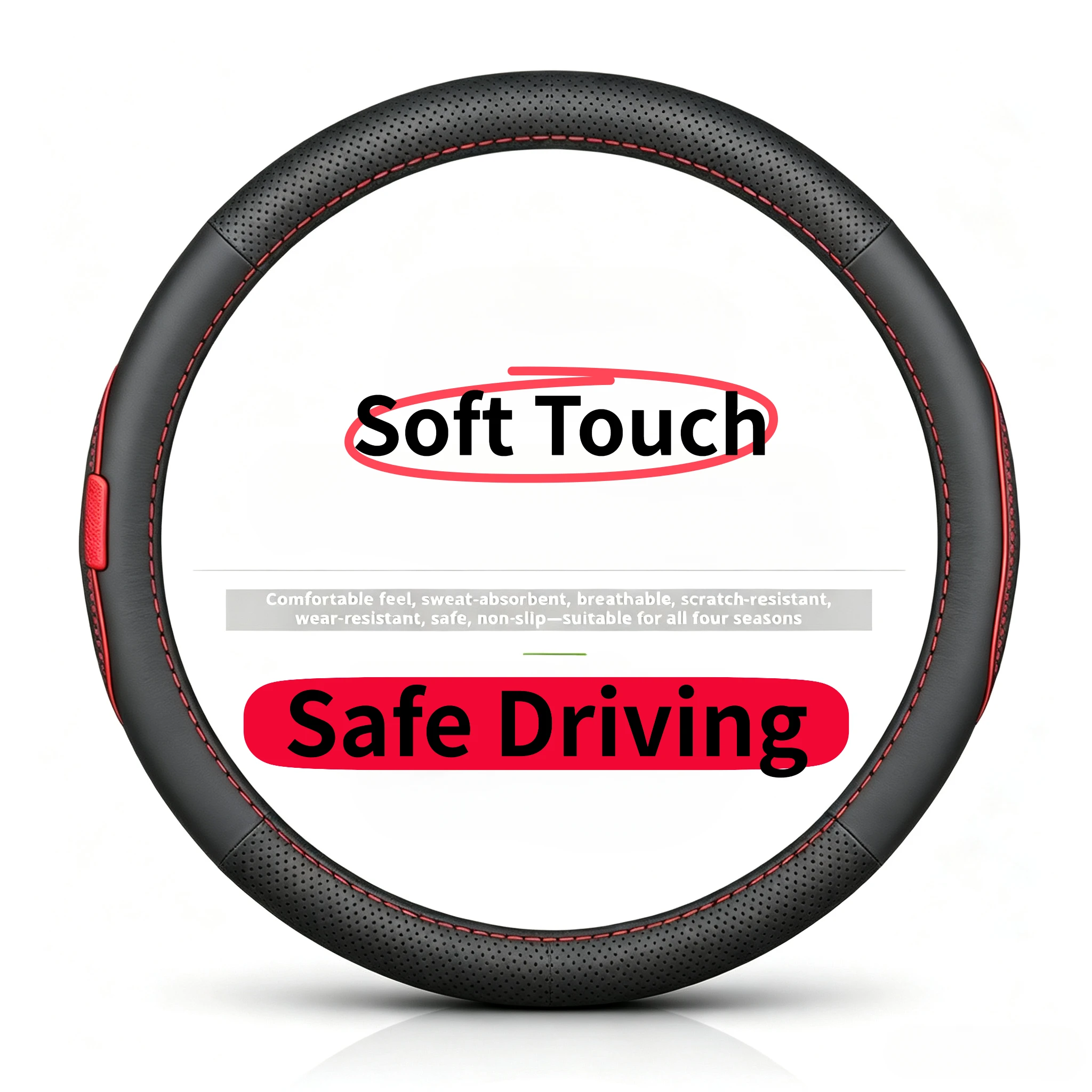 Fit 14.5-15in breathable leather stitched steering wheel cover for Jetour X70 (First Gen Old Version), X70 Plus, Jetour Dashing