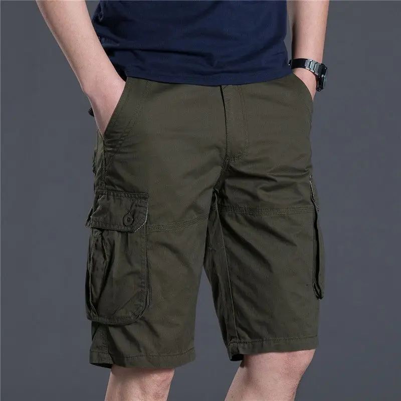

Stylish Men's Baggy Cargo Shorts Lightweight Summer Wear Straight Leg Mid-Length Multi-Pocket Pure Cotton Street Style Fashion