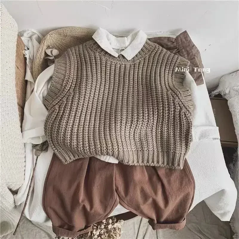 Kids Boys Casual Cotton Shirts 2024 New Arrival Linen Cardigan Tops Baby Boys Cute Bouses Shirts Autumn Winter Undershirts