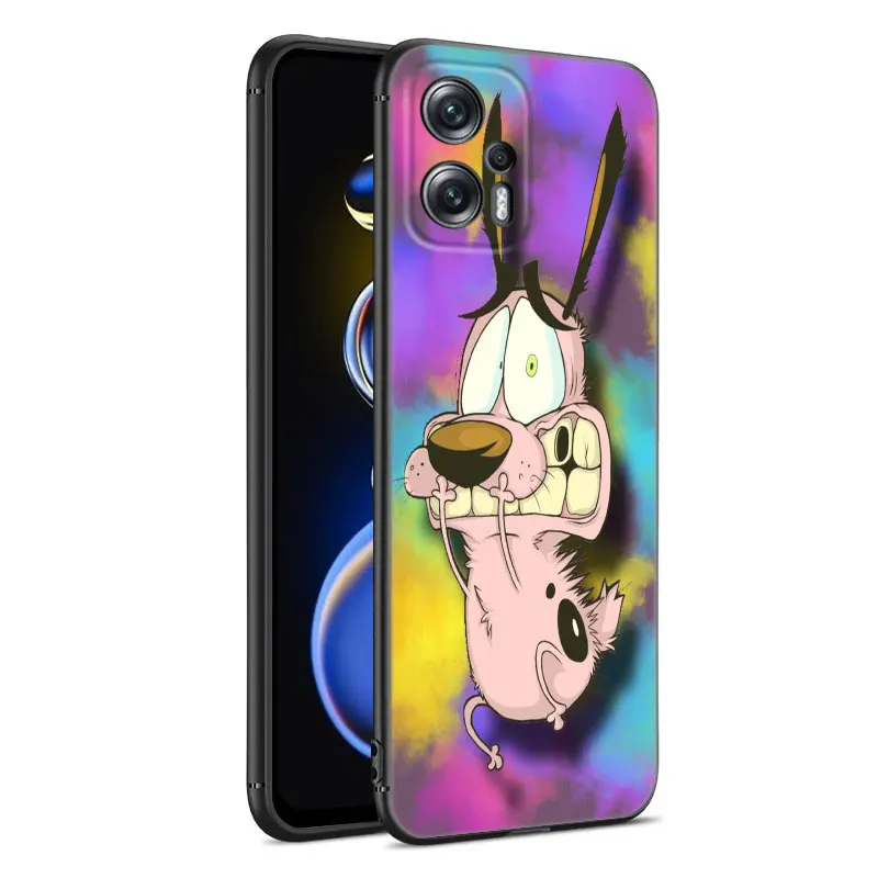 Dog-Courage-The-Cowardly Phone Case For Xiaomi POCO X3 X4 NFC F5 M2 M3 M4 M6 X5 Pro F3 F4 GT 5G C31 C55 M5S Black Silicone Cover