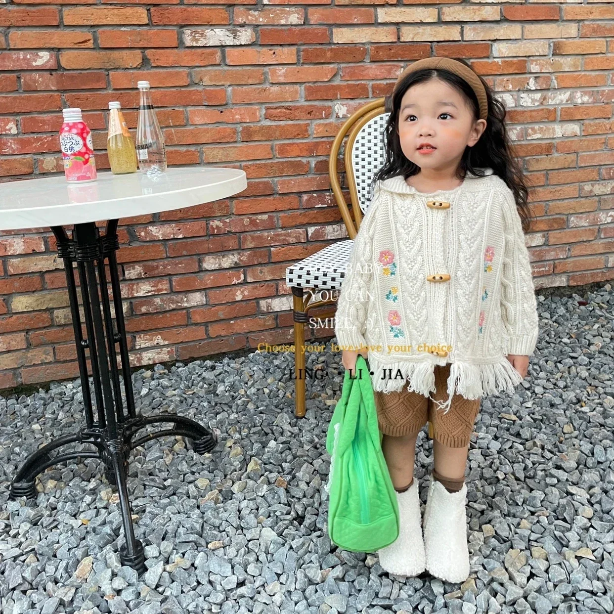 Sweater Coat Korean Childrens Clothing Autumn Girls Embroidery Knitwear Children Cardigan Baby Cloak Vintage Sweet