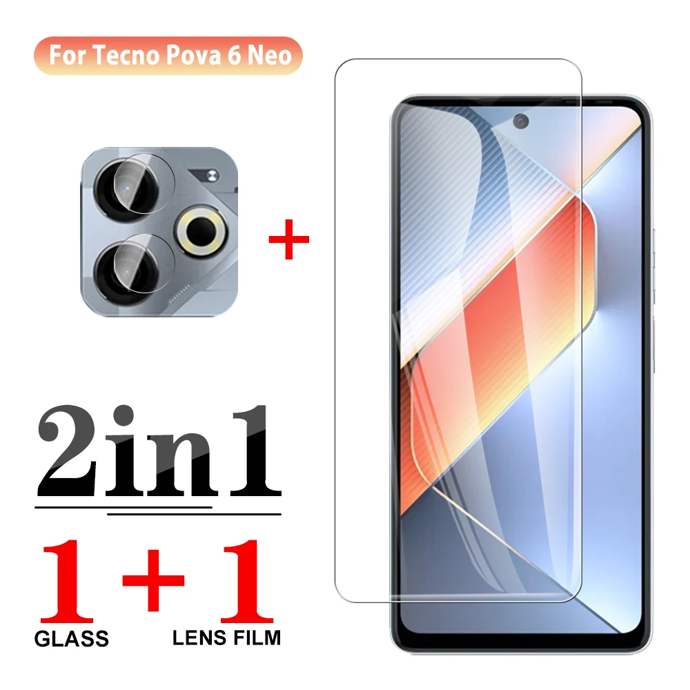 2in1 Pova6Neo Tempered glass For Tecno Pova 6 Neo glass 6.78