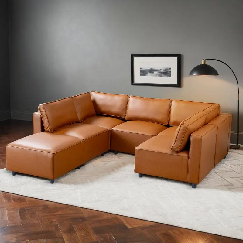 Vegan Leather Modular Sofa in Reno Style - Comfortable & Stylish Seating for Modern Living Spaces