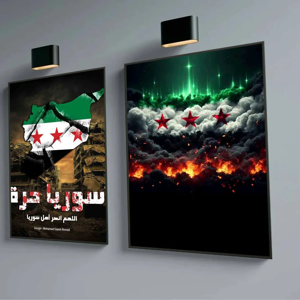 Syria Flag Sarout Poster Sticky Wall Art Printing Waterproof Home Living Bed Room Garage Bar Aesthetic Decor