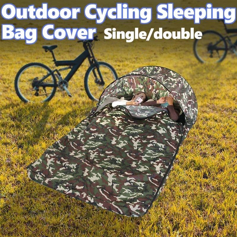 Outdoor Camping Camouflage Sleeping Bag Portable Foldable Waterproof Riding Fishing Sleeping Bag Case Without Liner