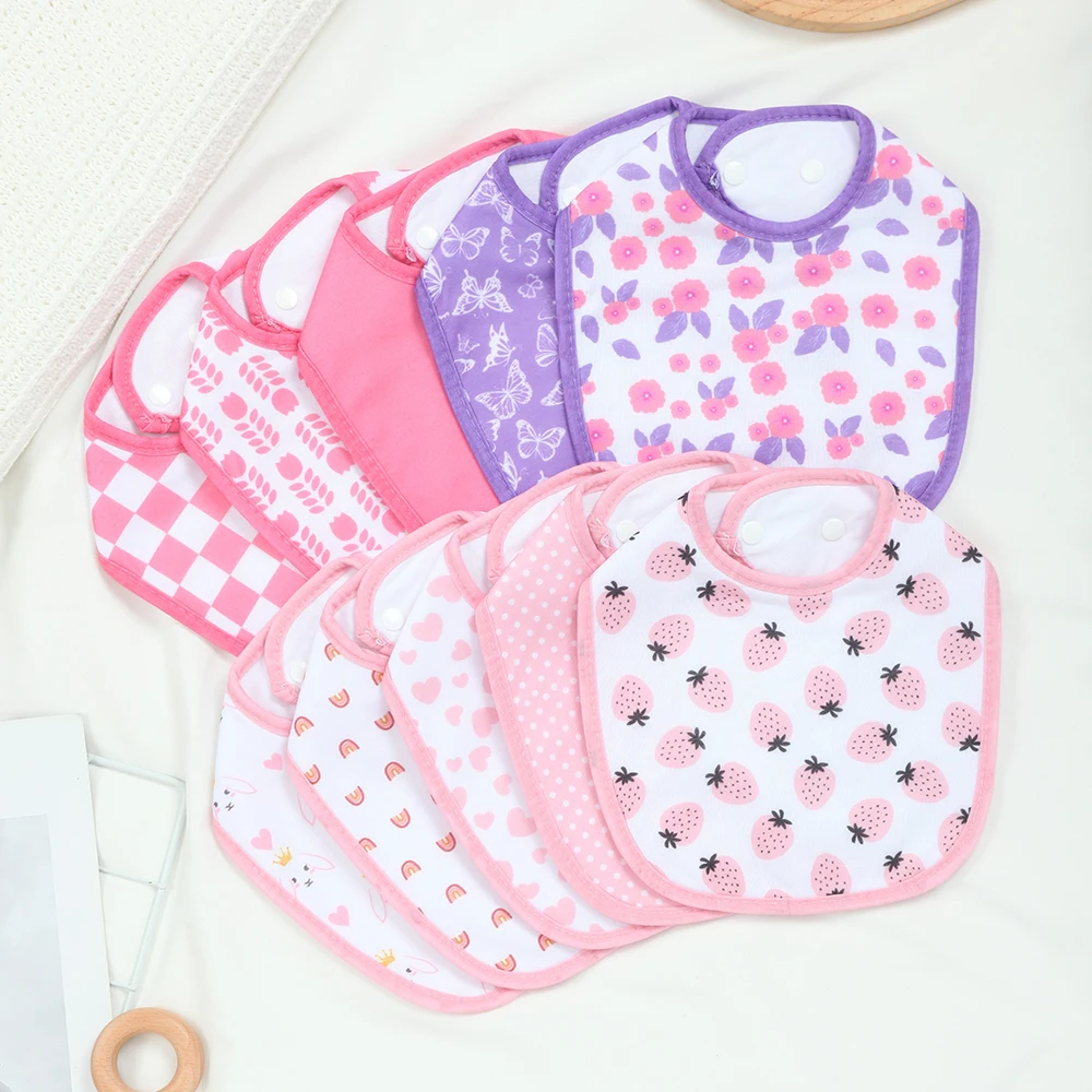 

Набор из 10 регулируемых нагрудников для девочек, удобные впитывающие нагрудники для новорожденных, водонепроницаемые и мягкие.