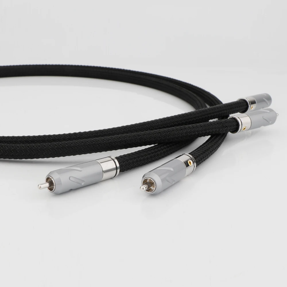 Monosaudio PS75 Pure Silver RCA Signal Cable Audio Eextend Interconnect Wire With Rhodium Plated A20R RCA Plug